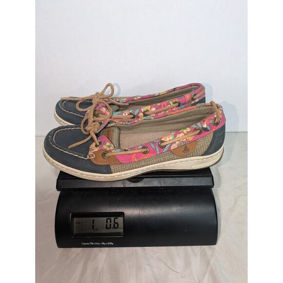 Sperry Womens 6M Top-Sider Boat Shoes Floral Accent Navy Blue Deck Shoes Loafers - Picture 8 of 11